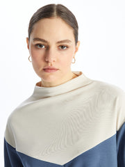 LCWAIKIKI Classic
Matte Green Stand Collar Color Block Oversize Women's Tunic