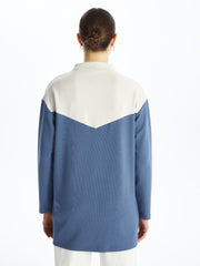 LCWAIKIKI Classic
Matte Green Stand Collar Color Block Oversize Women's Tunic