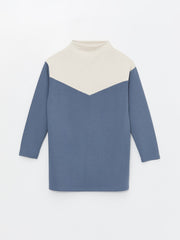 LCWAIKIKI Classic
Matte Green Stand Collar Color Block Oversize Women's Tunic