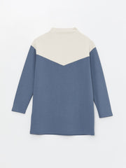 LCWAIKIKI Classic
Matte Green Stand Collar Color Block Oversize Women's Tunic