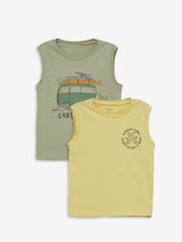 Crew Neck Printed Baby Boy Undershirt, Pack of 2