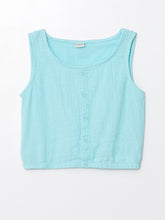 Crew Neck Girls Crop Blouse