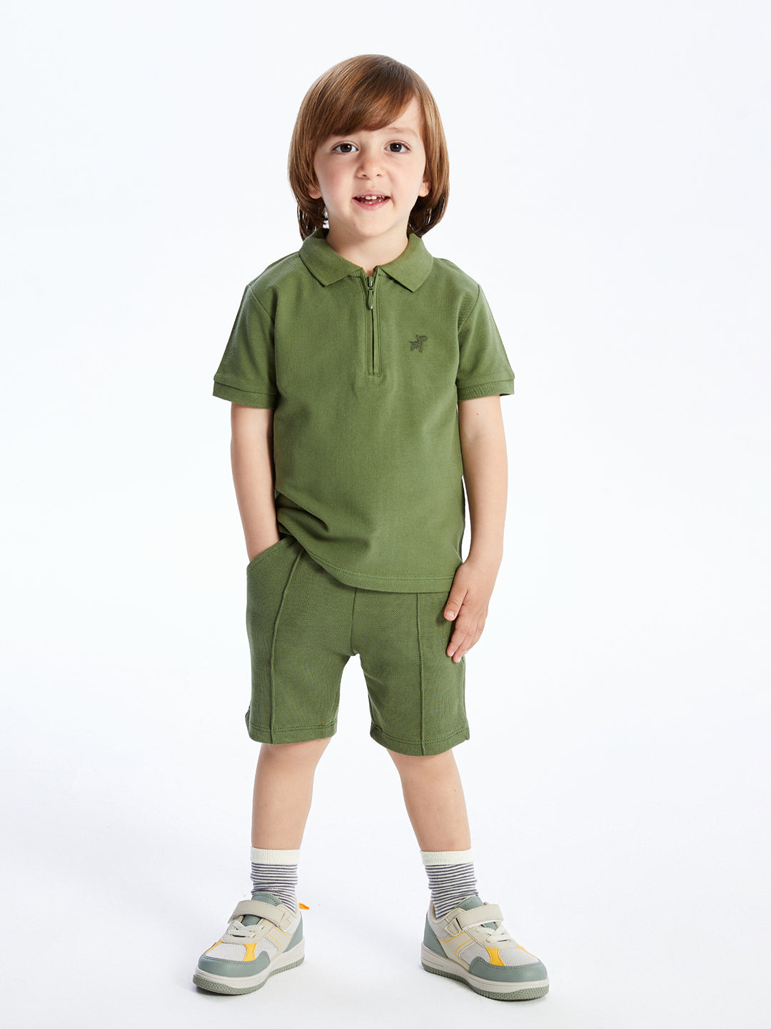 Polo Neck Embroidered Baby Boy T-Shirt and Shorts Set of 2