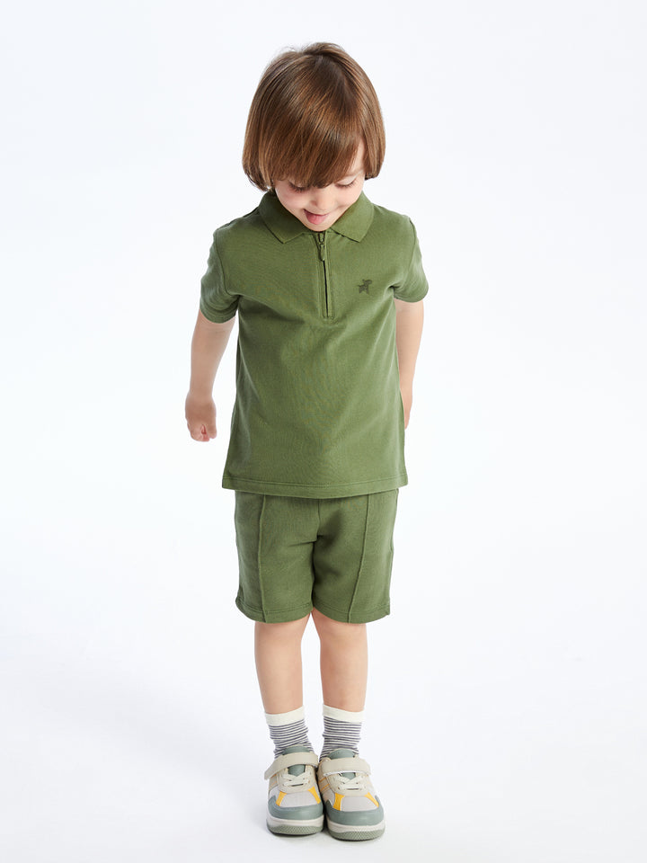 Polo Neck Embroidered Baby Boy T-Shirt and Shorts Set of 2
