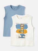 Crew Neck Printed Baby Boy Undershirt, Pack of 2