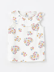 Crew Neck Sleeveless Floral Baby Girl Undershirt, Pack of 2