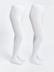 LCW Kids White Basic Girls Tights 2-Pack