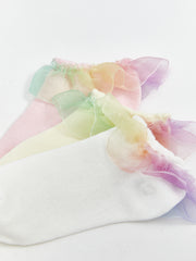 Tulle Detailed Girls Booties Socks 3-Pack