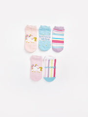 LCW Kids Pink Patterned Girls Booties Socks 5-Pack