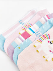 LCW Kids Pink Patterned Girls Booties Socks 5-Pack