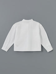 LCW Kids White Basic Long Sleeve Girl Crop Shirt