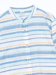 LCW Kids Blue Mandarin Collar BoyS Shirt