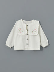 LCW baby Ecru Crew Neck Embroidered Baby Girl Shirt and Tights 2-Pack