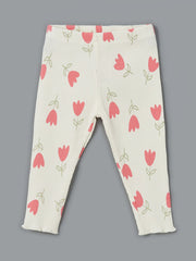 LCW baby Pink Crew Neck Floral Baby Girl Blouse and Leggings 2-Pack