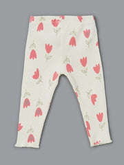 LCW baby Pink Crew Neck Floral Baby Girl Blouse and Leggings 2-Pack