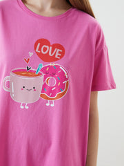 LCW Young Crew Neck Printed Women Nightgown