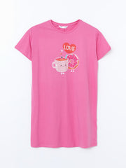 LCW Young Crew Neck Printed Women Nightgown