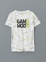 LCW Kids White Crew Neck Boy Shorts Pajama Set