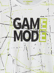 LCW Kids White Crew Neck Boy Shorts Pajama Set