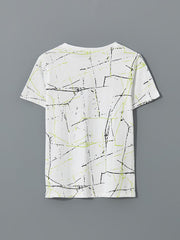 LCW Kids White Crew Neck Boy Shorts Pajama Set