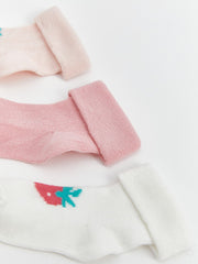 LCW Baby Crew Neck Printed Baby Girl Socks 3-Pack
