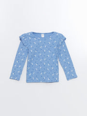 LCW Kids Crew Neck Floral Girl Blouse And Leggings 2-Pack