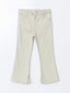 LCW Kids Beige Elastic Waist Gabardine Girls Trousers
