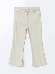 LCW Kids Beige Elastic Waist Gabardine Girls Trousers