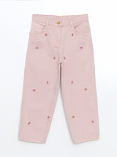 LCW Kids Pink Embroidered Waist Adjustable Girls Trousers