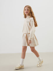 LCW Kids Beige Hooded Girl Dress