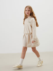 LCW Kids Beige Hooded Girl Dress