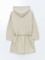 LCW Kids Beige Hooded Girl Dress
