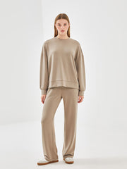 LCW Vision Anthracite Crew Neck Oversize Women Sweatshirt