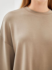 LCW Vision Anthracite Crew Neck Oversize Women Sweatshirt