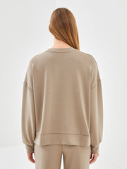 LCW Vision Anthracite Crew Neck Oversize Women Sweatshirt