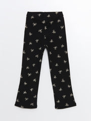 LCW Kids Crew Neck Ribbon Printed Girls Blouse And Leggings 2-Pack