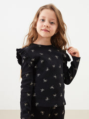 LCW Kids Crew Neck Ribbon Printed Girls Blouse And Leggings 2-Pack