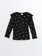 LCW Kids Crew Neck Ribbon Printed Girls Blouse And Leggings 2-Pack