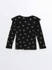 LCW Kids Crew Neck Ribbon Printed Girls Blouse And Leggings 2-Pack