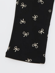 LCW Kids Crew Neck Ribbon Printed Girls Blouse And Leggings 2-Pack