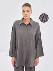 LCW Modest Textured Oversize Women Shirt Tunic