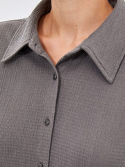 LCW Modest Textured Oversize Women Shirt Tunic