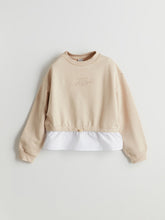 LCW Kids Beige Crew Neck New York Printed Girls Sweatshirt