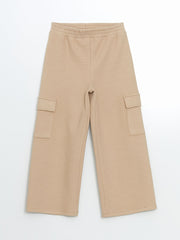 LCW Kids Beige Elastic Waist Girls Cargo Sweatpants