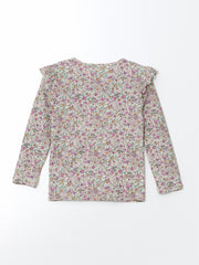 LCW Kids Crew Neck Floral Girl Blouse And Leggings 2-Pack