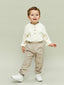 LCW baby Ecru Mandarin Collar Baby Boy T-Shirt and Pants 2-Pack