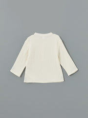 LCW baby Ecru Mandarin Collar Baby Boy T-Shirt and Pants 2-Pack