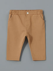 LCW baby Ecru Crew Neck Printed Baby Boy T-shirt and Pants 2-Piece Set