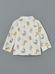 LCW baby Ecru Printed Baby Boy Shirt and Pants 2-Pack