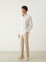 Regular Fit Long Sleeve Striped Poplin Men Shirt